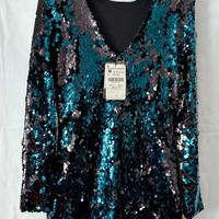 Abito paiette blu nuovo Zara