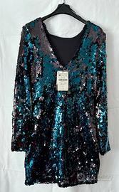 Abito paiette blu nuovo Zara