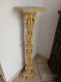 Colonna portavaso Arte Indiana finto Avorio