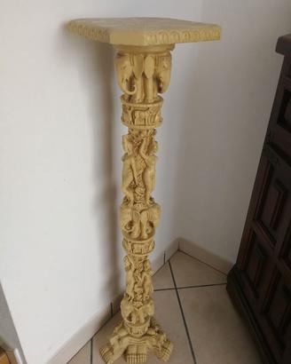 Colonna portavaso Arte Indiana finto Avorio