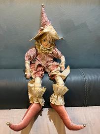 Bambola Bambina Giullare Con carillon In Ceramica