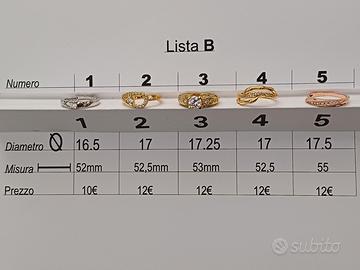 Anelli placcati oro giallo oro rosso (lista B)