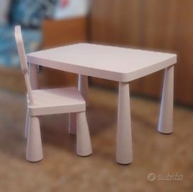 Set bambini IKEA MAMMUT rosa – tavolino + sedia