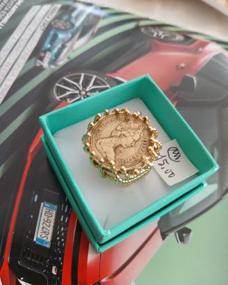 anello con vera moneta sterlina inglese