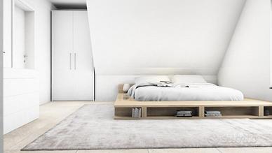 Letto matrimoniale 180x200 rovere chiaro + doghe