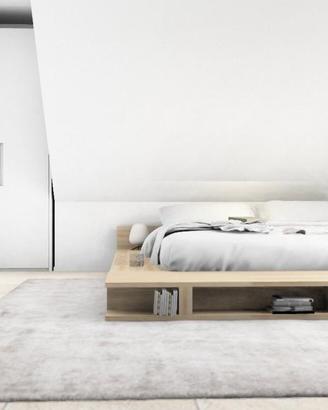 Letto matrimoniale 180x200 rovere chiaro + doghe