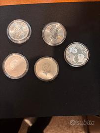 5 monete argento 1 oz fior di conio 2021 2022