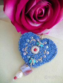 Ciondolo crochet denim bijoux donna