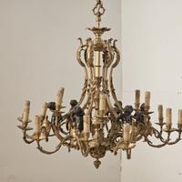 Antico Lampadario in bronzo francese antiquariato