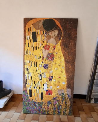 Quadro decorativo stile Klimt “Il Bacio” 145×75