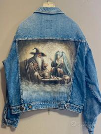 Giacca di Jeans dipinta a mano Vintage Denim