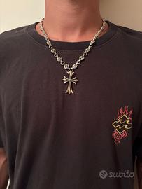 Collana Y2K croce gotica con catena lavorata