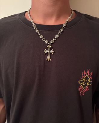 Collana Y2K croce gotica con catena lavorata
