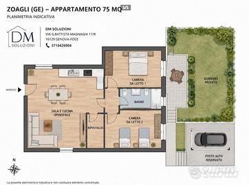 Zoagli trilocale con giardino e posto auto
