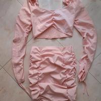Set gonna + maglia a maniche lunghe rosa s