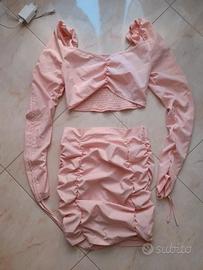 Set gonna + maglia a maniche lunghe rosa s