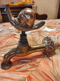 rubinetto in ottone con lumaca e rosone anni 50