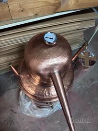 Alambicco da 51 litri a bagnomaria, distillatore.