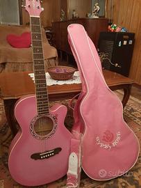  Chitarra Gypsy Rose Acustica Nuova Rosa Original 