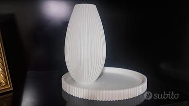 Coppia Arredo design 3d Vaso e Vassoi bianco moder
