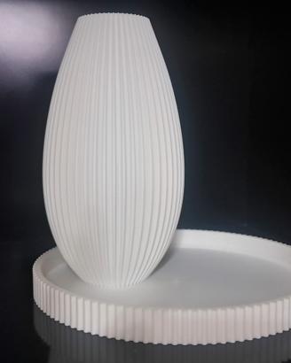 Coppia Arredo design 3d Vaso e Vassoi bianco moder
