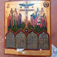 Icona russa su legno,Crocefissione Gesù