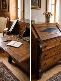 Antica ribalta bureau '800 in noce massello