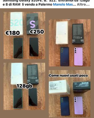 Samsung informat S22 e S20 FE  128/8 ram