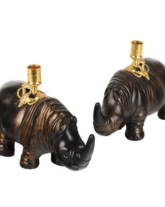 Coppia di Rinoceronti Portalume Jean-Luc Maisiere