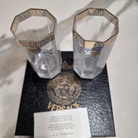 Set 2 bicchieri di Versace con bordo in oro zecchi
