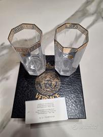 Set 2 bicchieri di Versace con bordo in oro zecchi