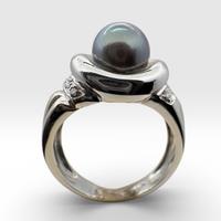 anello oro bianco 18 kt perla nera