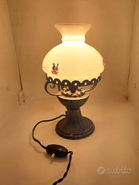 lampada da tavolo  anni 60 in ferro battuto 