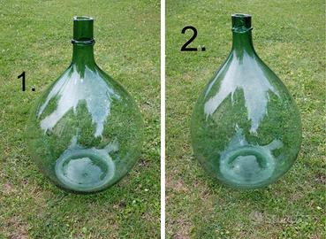 Damigiane vetro verde anni 40 soffiate pezzi unici