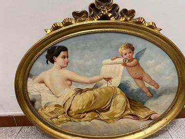 Dipinto con cornice in foglie in oro