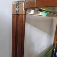 1 Carrello legno e vetro vintage con ruote