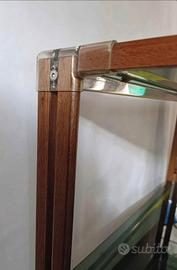 1 Carrello legno e vetro vintage con ruote