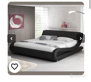 Letto similpelle nero Gihome