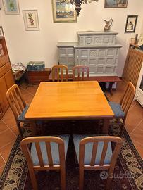 Tavolo quadrato allungabile con 6 sedie