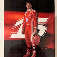 Cartolina Ferrari Autografata Leclerc 2026
