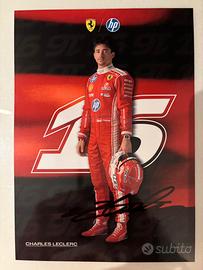 Cartolina Ferrari Autografata Leclerc 2026