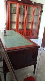 Scrivania e libreria stile classico legno massello