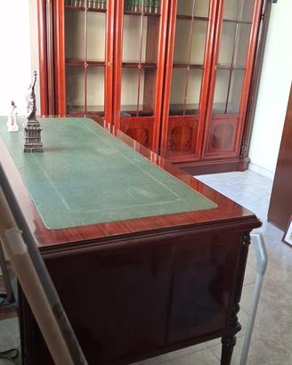 Scrivania e libreria stile classico legno massello