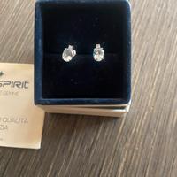 Orecchini oro bianco con acqua marina e diamantino