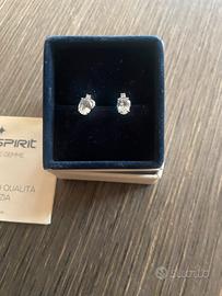 Orecchini oro bianco con acqua marina e diamantino