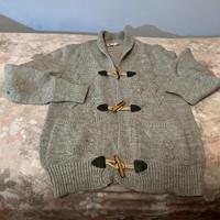 Cardigan lana grigio chiaro tasche con alamari (L)