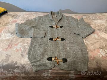 Cardigan lana grigio chiaro tasche con alamari (L)