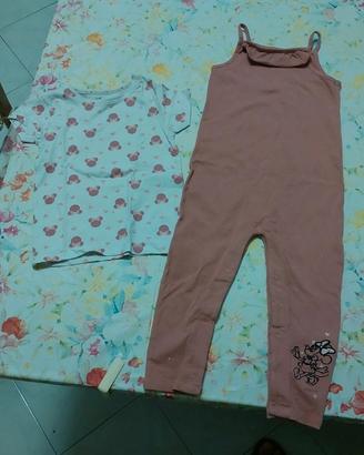completo primigi salopette e t-shirt disney 