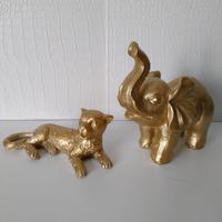 SOPRAMMOBILI ELEFANTE E GHEPARDO DORATI