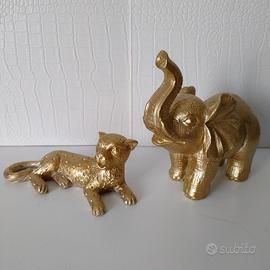 SOPRAMMOBILI ELEFANTE E GHEPARDO DORATI